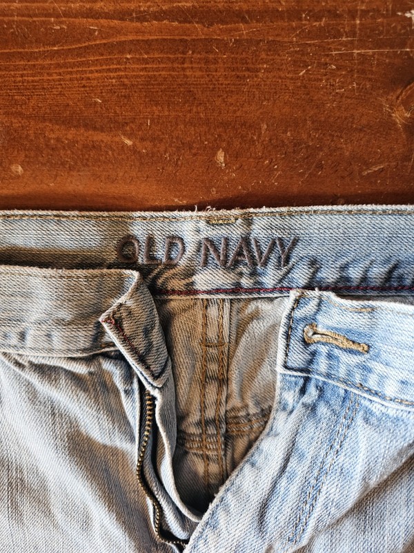 Old Navy Loose Fit Straight Light Blue Denim Jeans Cargo Pockets Men