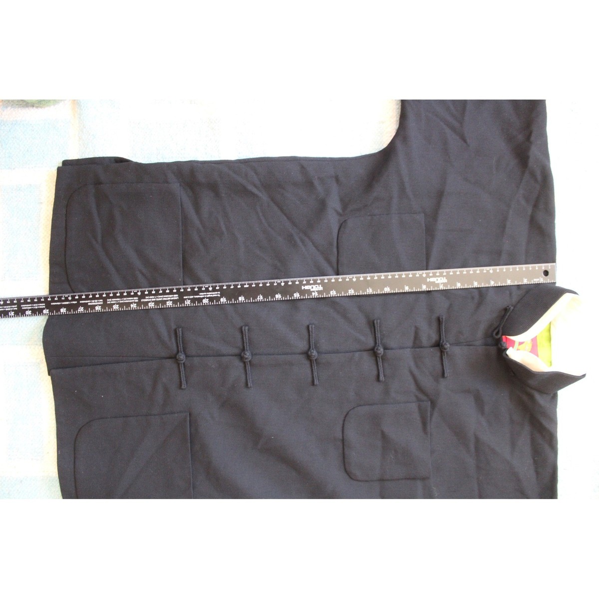 Shanghai Tang 8 Black Wool Silk-Lined Mandarin Collar Frog Button