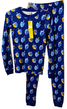 Hanna Andersson Hanukkah Dreidel Pajamas 14 Kids Holiday Winter Cozy Blue Yellow