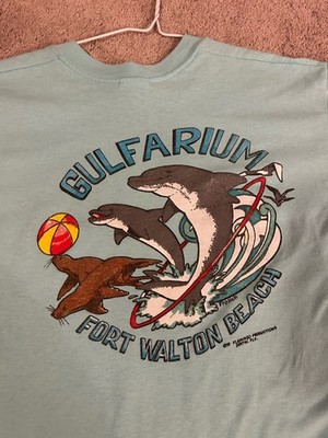Vintage Gulfarium Marine Adventure Club Shirt Fort Walton Beach Florida L 2 Side