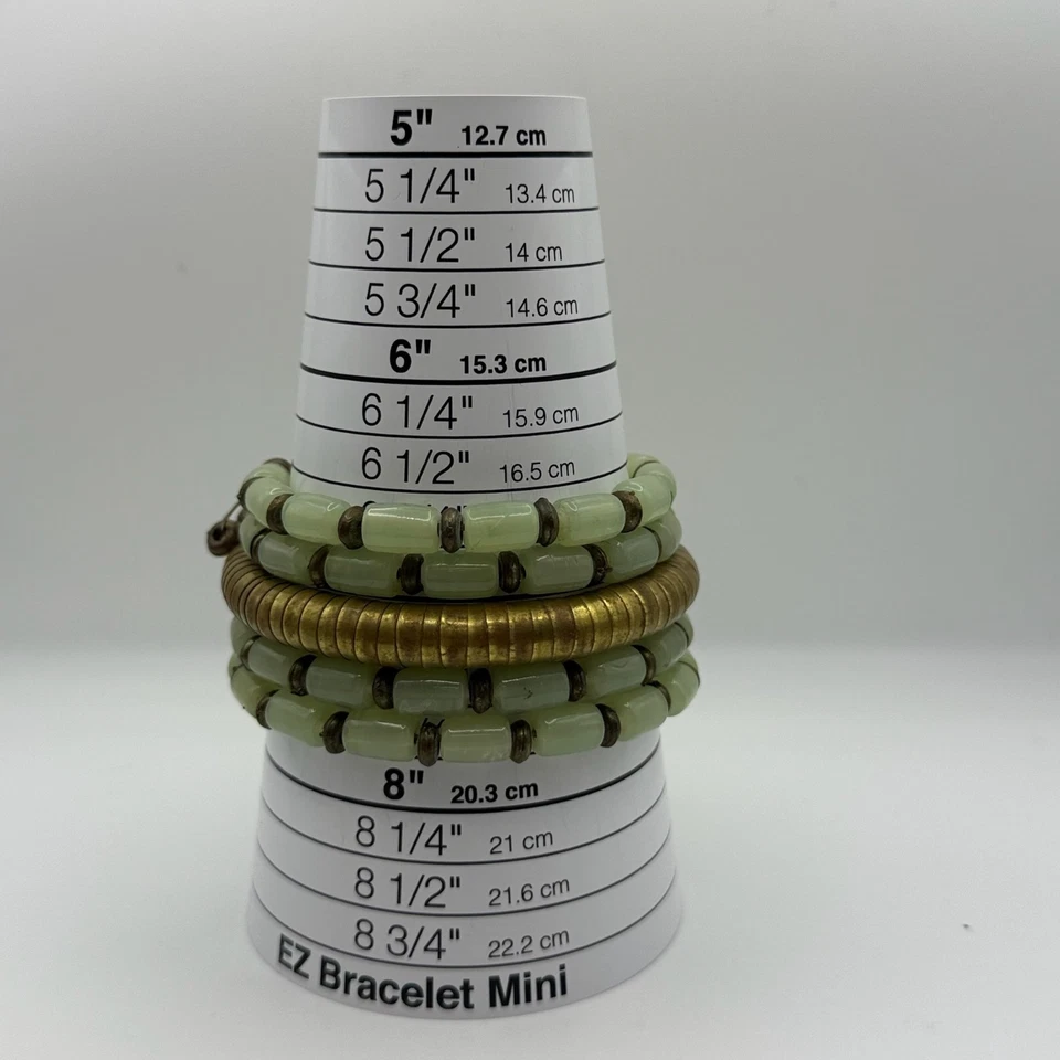 Elegant Aqua Green and Golden Coloured Spiral Bangle Boho Chic Bracelet 7'' - Image 3 of 3