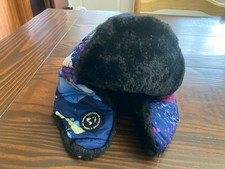 Justice Splatter Hat with Ear Flaps Winter One Size Kids Colorful Black Trapper