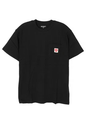 Carhartt Pocket Heart Short Sleeve T-Shirt Black Red I032128 1V2XX 138387256 [P] - Photo 1/4