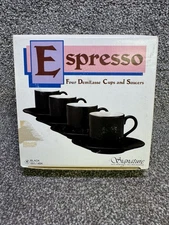 Espresso Demitasse Cups Saucers ~ Signature Housewares JAPAN ~ New Box - E1562