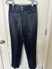 Express Blues Satin Paints Size 9/10 Navy Blue Straight Leg
