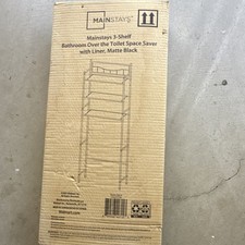 Mainstays 3-Shelf Over-the-Toilet Space Saver w/ Liner, Matte Black