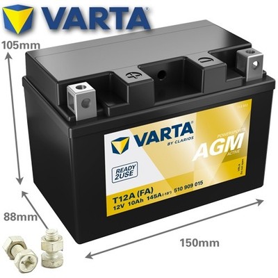 Batterie für SYM Wolf 250 i SB250Ni PD25A1-6 2014 VARTA YT12A-BS AGM Active