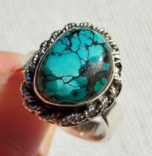 5,92g Bague Turquoise du Tibet argent taille 54