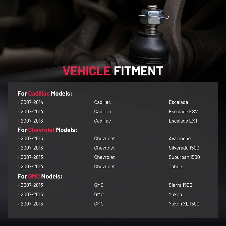 Front Inner and Outer Tie Rods For Cadillac Escalade ESV 2013-2014 6.2L V8 - Imagem 2 de 4