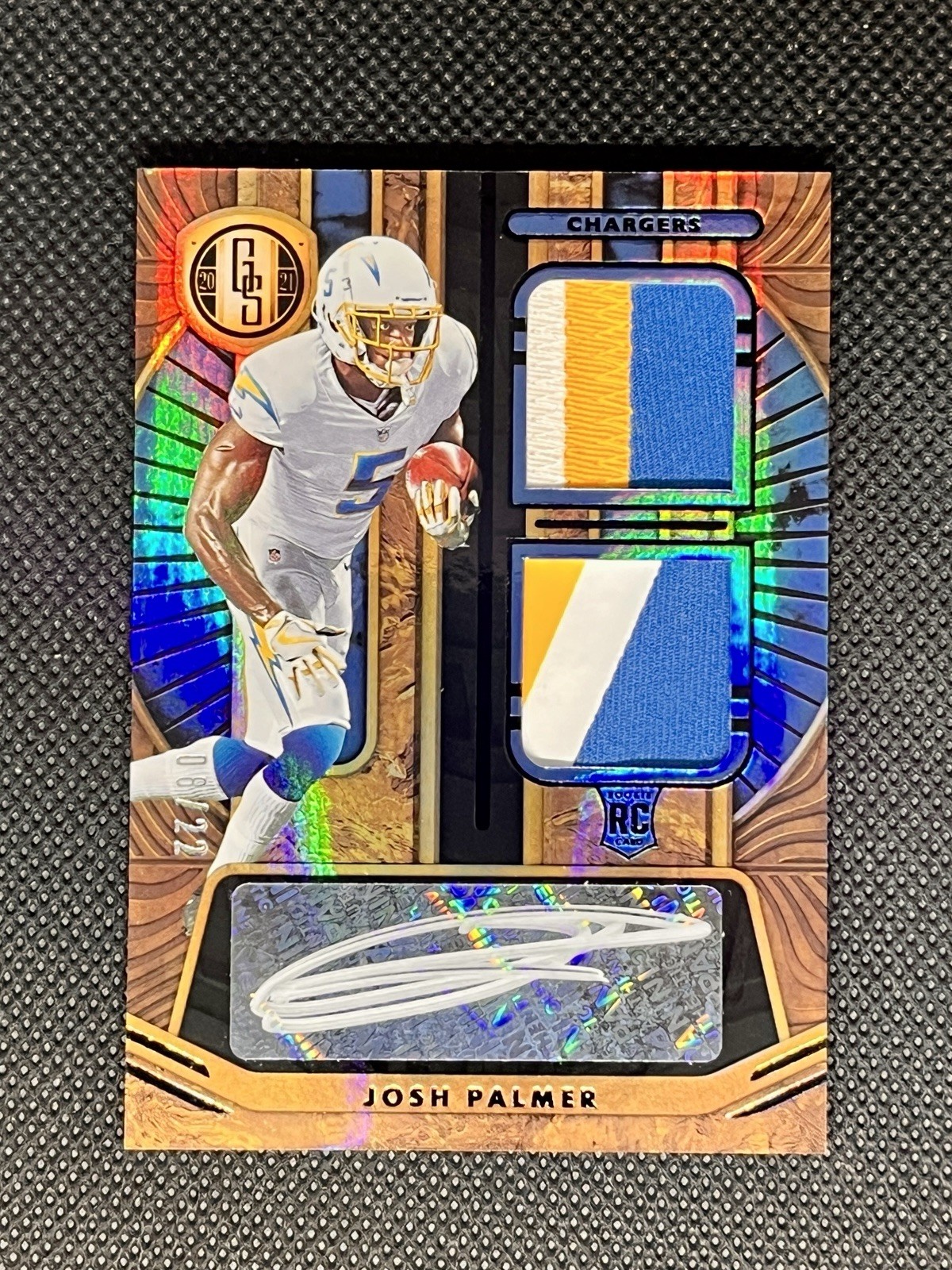 2021 Gold Standard Josh Palmer Rookie Patch Auto RPA 08/22 Dual Patch Chargers view 4