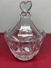 Vintage Crystal Clear Industries 24% Lead Covered Candy Dish or Sugar Bowl