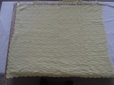 Vintage Crocheted Yellow Baby Blanket 30x26