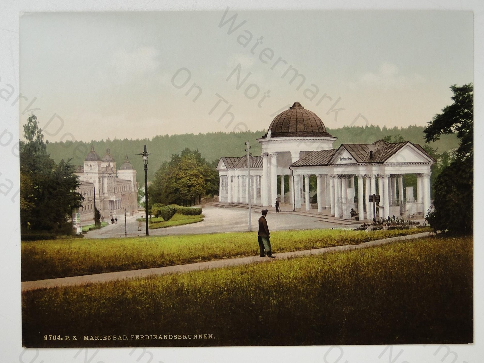 Foto globo fotográfico Ferdinandsbrunnen Colonnade Marienbad Spa Town Zurich década de 1900