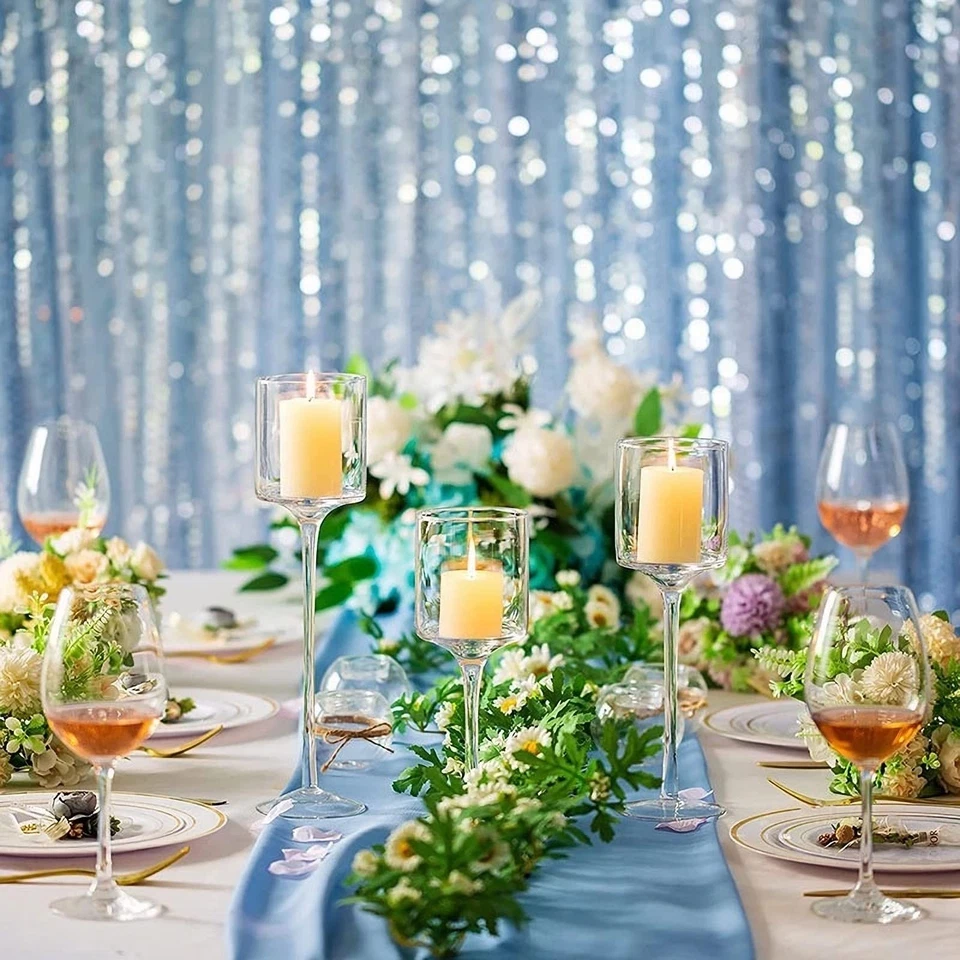 Glass Candle Holder for Pillar Candles, Tea Light Candle Holders Set of 3, Tall - Image 3 of 4