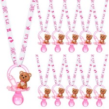 36 Pcs Baby Shower Pacifiers Necklace Party, White, Pink, Cute