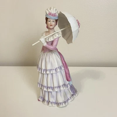 Vintage Homco #1431 Porcelain Victorian Lady Figurine With Parasol Umbrella - Image 1 of 4