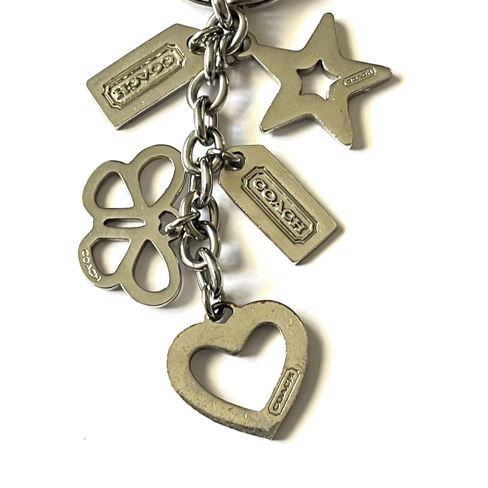 De colección Y2K Coach Cartera Plateada Estrás Corazón Mariposa Llavero Llavero Dije Foto 3 de 4