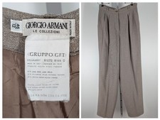 Vintage Giorgio Armani Trousers Wool Tweed Pleated Wide Leg Italy 46 12 W30