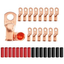 16Pcs 4/0 AWG 5/16" Stud Heavy Duty Bare Copper Wire Lugs with 16Pcs Heat Shr...
