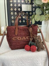 Coach CEU30 City Mini Tote Bag With Charms in straw/Gold/Russet new