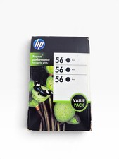Genuine HP 56 Black Ink Cartridge Tri-Value Pack Three 3 BLACK Cartridges NEW