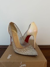 Christian Louboutin Follies 100MM Mesh Strass Pumps W Size 39.5