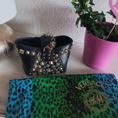Versace for H &M  Handtasche Abendtasche schwarz Echt Leder Nieten mit Dustbag