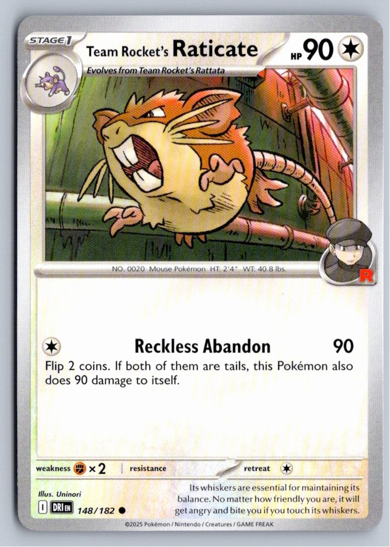 POKEMON TEAM ROCKET'S RATICATE DESTINED RIVALS 148/182 COMMON NM A21266 FREE S&H