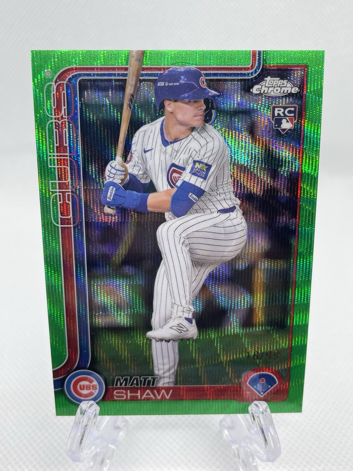 2025 Topps Chrome Logofractor Matt Shaw Green Rookie Refractor /99 RC #219