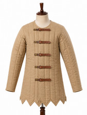 Handmade Medieval Gambeson Jacket Padded Armor LARP Reenactment Beige Coat