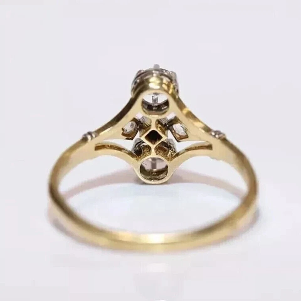 Vintage Art Deco Diamond Antique Engagement Ring 14k White Gold Over Size N - Image 4 of 4