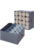 2 Pack Foldable 16 Grid Clothing Storage Boxes Drawer Wardrobe Organiser.