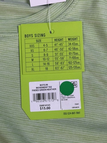 DSG Boys Movement Tee Faded Green Heather Athletic Size Medium (10-12) Brand New - Picture 6 of 6