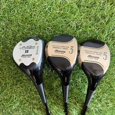 Mizuno Black Turbo Driver 3 & 5 Wood Set Graphite Head and Shaft Vintage Fairway