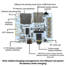 Bluetooth 5.4 Audio Receiver Board with USB/TF Playback Lossless Decoding AAC MP