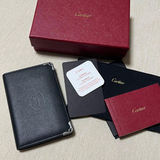 New Cartier Must de Cartier Black Calfskin Leather 4CC Card Holder Wallet NIB