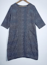 Niche Nilgun Derman Dress Small Black White Stripe Textured Artsy Minimalist