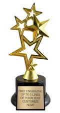 Awards4U Gold Star Custom Trophy 8 inch with Personalized Engraved Plate