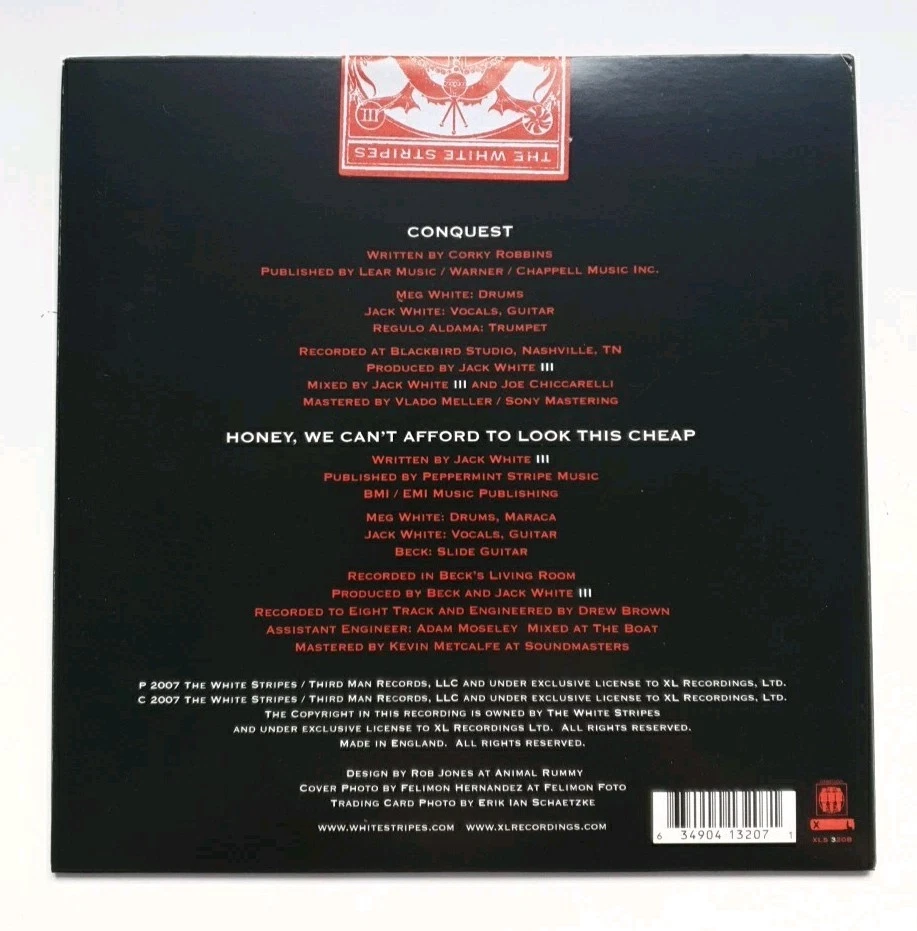 THE WHITE STRIPES - Conquest  (7" White Vinyl , 2007) Sealed, Mint XLS 320 B - Image 3 of 4