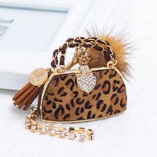 Leopard Print Luxury Key Chain Ring Fashion Charm Decoration for Handbags Keys