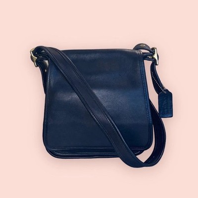 COACH 9145 Vintage Black Luxury Leather Flap Crossbody Shoulder