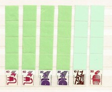 Rollenmarken Unfallverhütung. 6 Marken vom Rollenende postfrisch. Banderolen