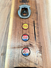 Handmade walnut vintage pepsi cap wall mount bottle opener