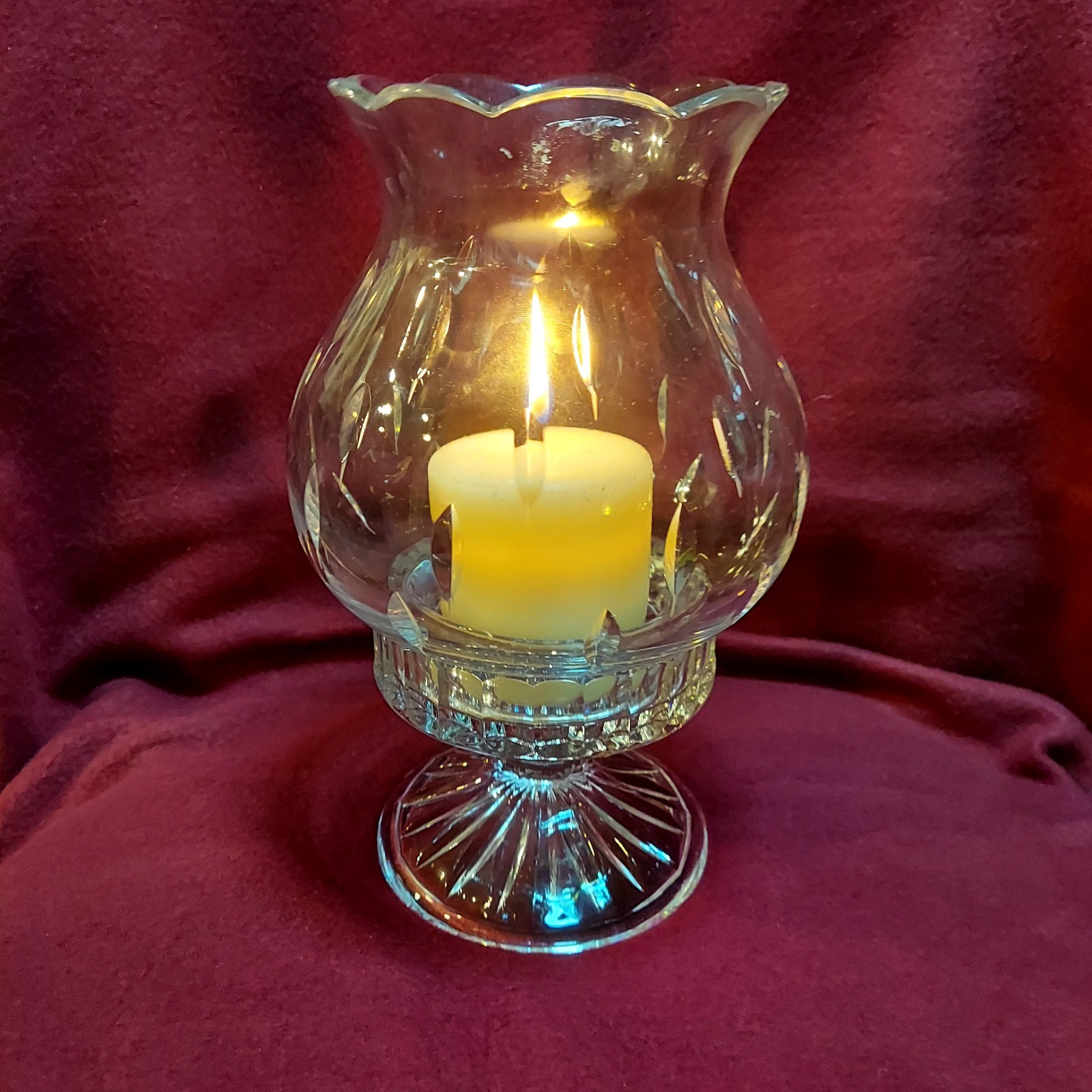 Vintage Hurricane Lead Crystal (2 Pc.) Candle Holder