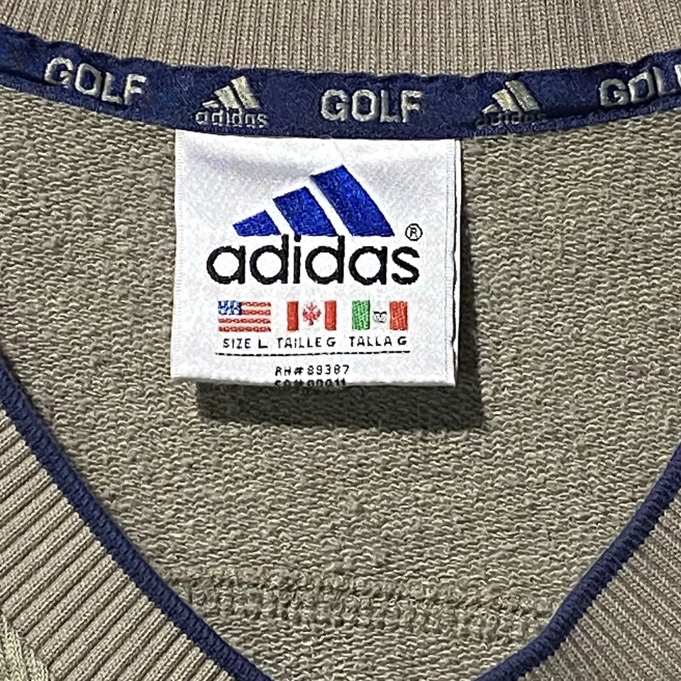 Chaleco Suéter Vintage Adidas Golf EQT Años 90 Y2K Bronceado Cuello en V Acanalado Sin Mangas Para Hombres L Foto 3 de 4