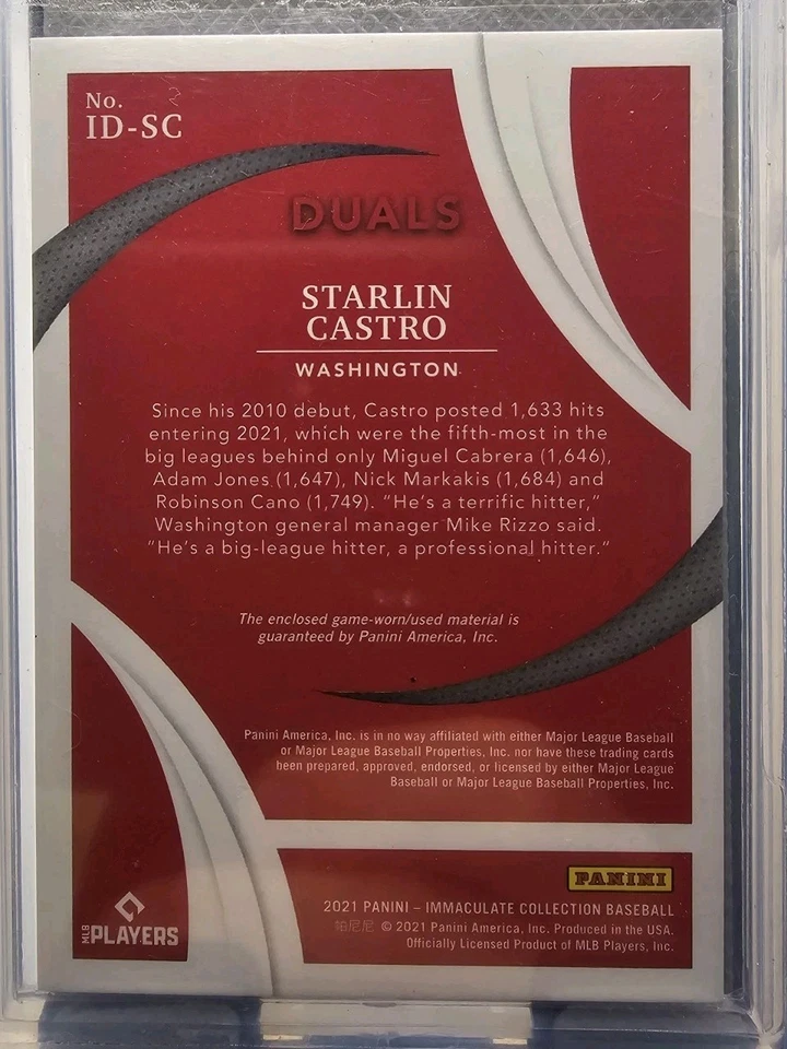 Colección Panini Immaculate 2021 - Immaculate Duals Starlin Castro #ID-SC #/49 Foto 2 de 2