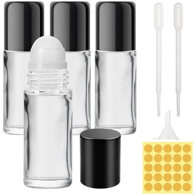 Furuising 4 Stück 30ml Rollerball Flaschen für ätherische Öle, Glas 30ml, klar 