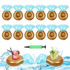 12Pack Ring Inflatable Drink Holder, Drink Floaties Floats Cup for Swimming P...