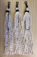 3 New 6" 2/0 Bait Hook White Garulator Gar Fishing Rope Lures Eagle Claw Swivel