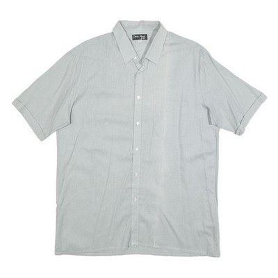 DARIO MONTI Herren Hemd Hellgrau L Kurzarm Freizeit Knopfhemd Polyester-Mix